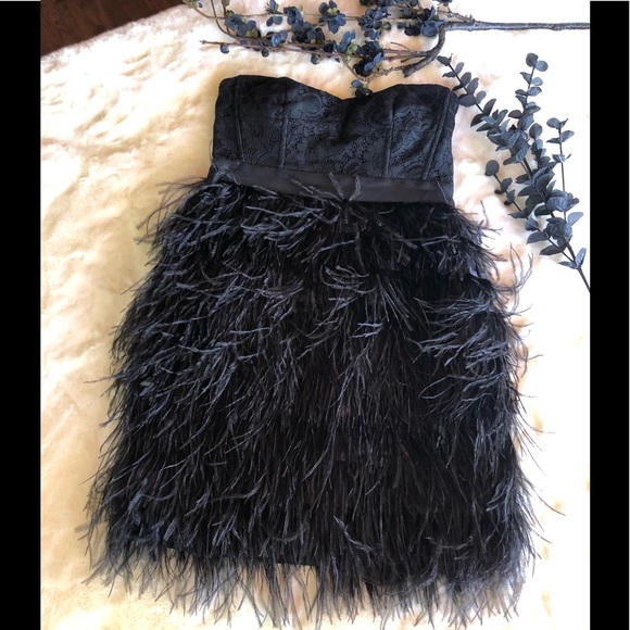 a. adrea Dresses & Skirts - Feather Strapless Mini Dress